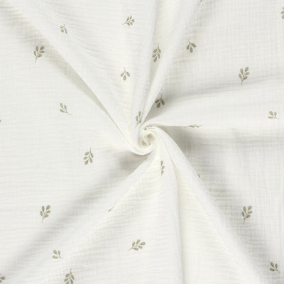 Doppellagiger Gaze-Stoff mit Zweigmuster, cremeweiß