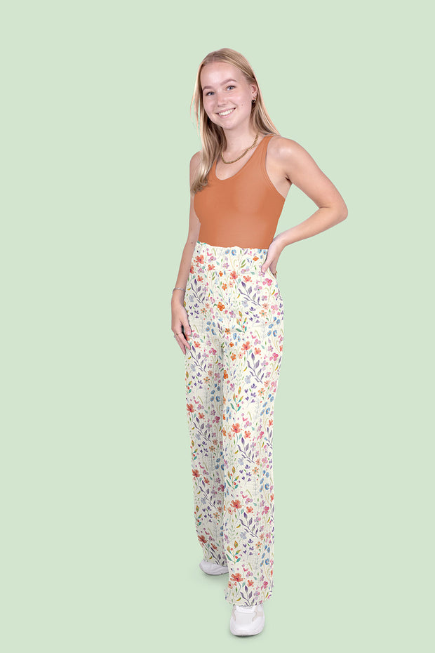 Doppellagiger Gaze-Stoff mit Blumenmuster, Cremeweiß