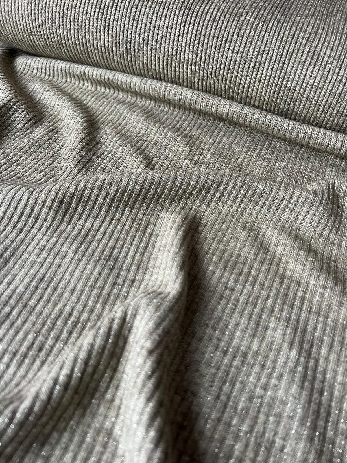 Rippen-Jersey mit Lurex-Olive