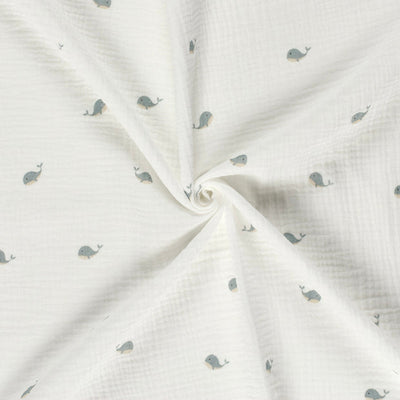Doppellagiger Gaze-Stoff mit Walmuster, cremeweiß