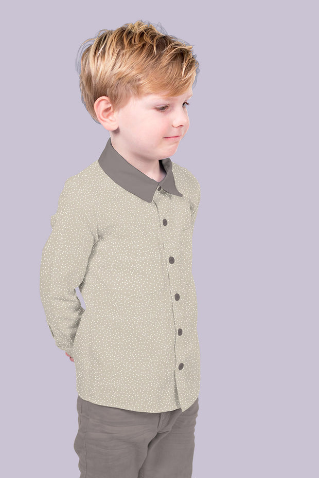 Baumwollpopeline mit Punktmuster, Beige