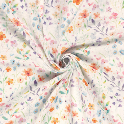 Doppellagiger Gaze-Stoff mit Blumenmuster, Cremeweiß
