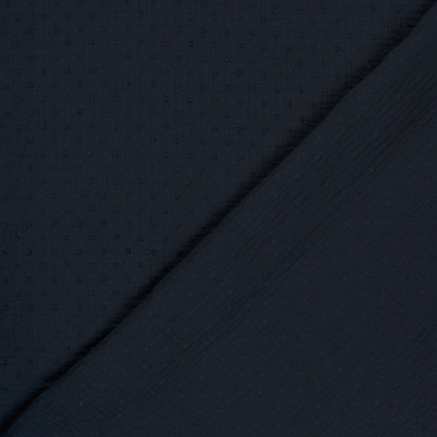 Doppelgaze Dobby-Punkte Marineblau