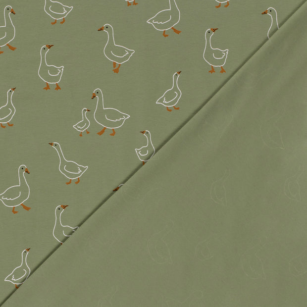 Baumwolljersey mit Tiermotiven, olivgrün