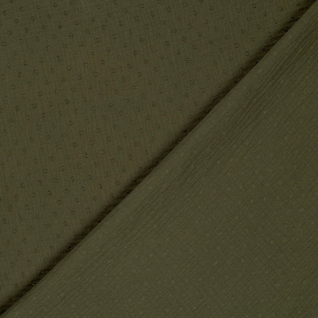 Doppelgaze Dobby Dots Khakigrün