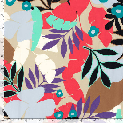 Baumwollsatin mit abstraktem dunkelrotem Print