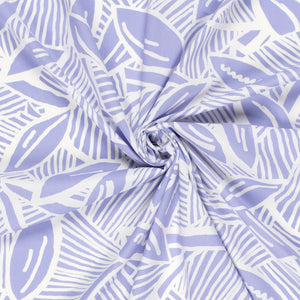 Cotton Satin Printed Leaves Lila