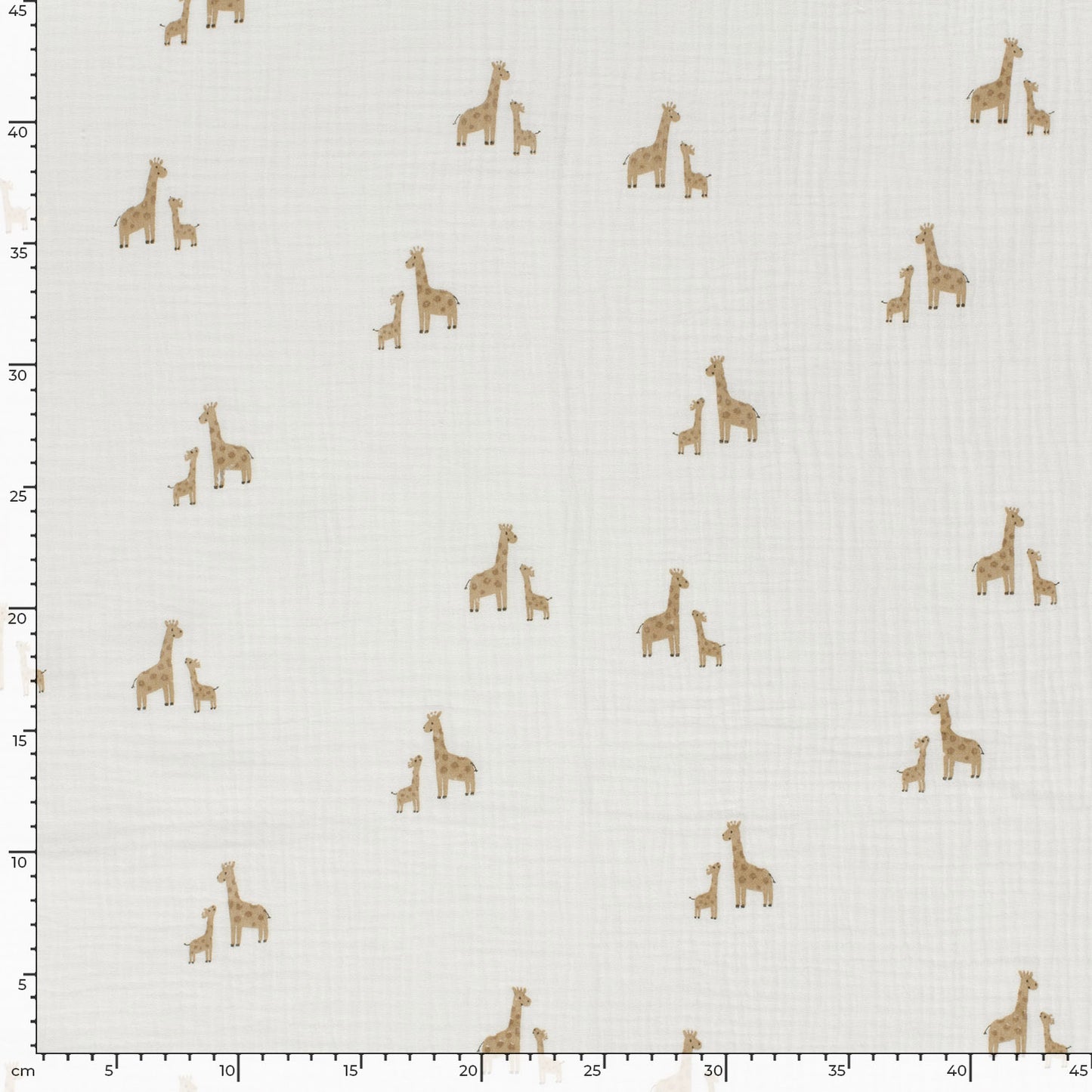 Double Gauze Printed Giraffes Off White