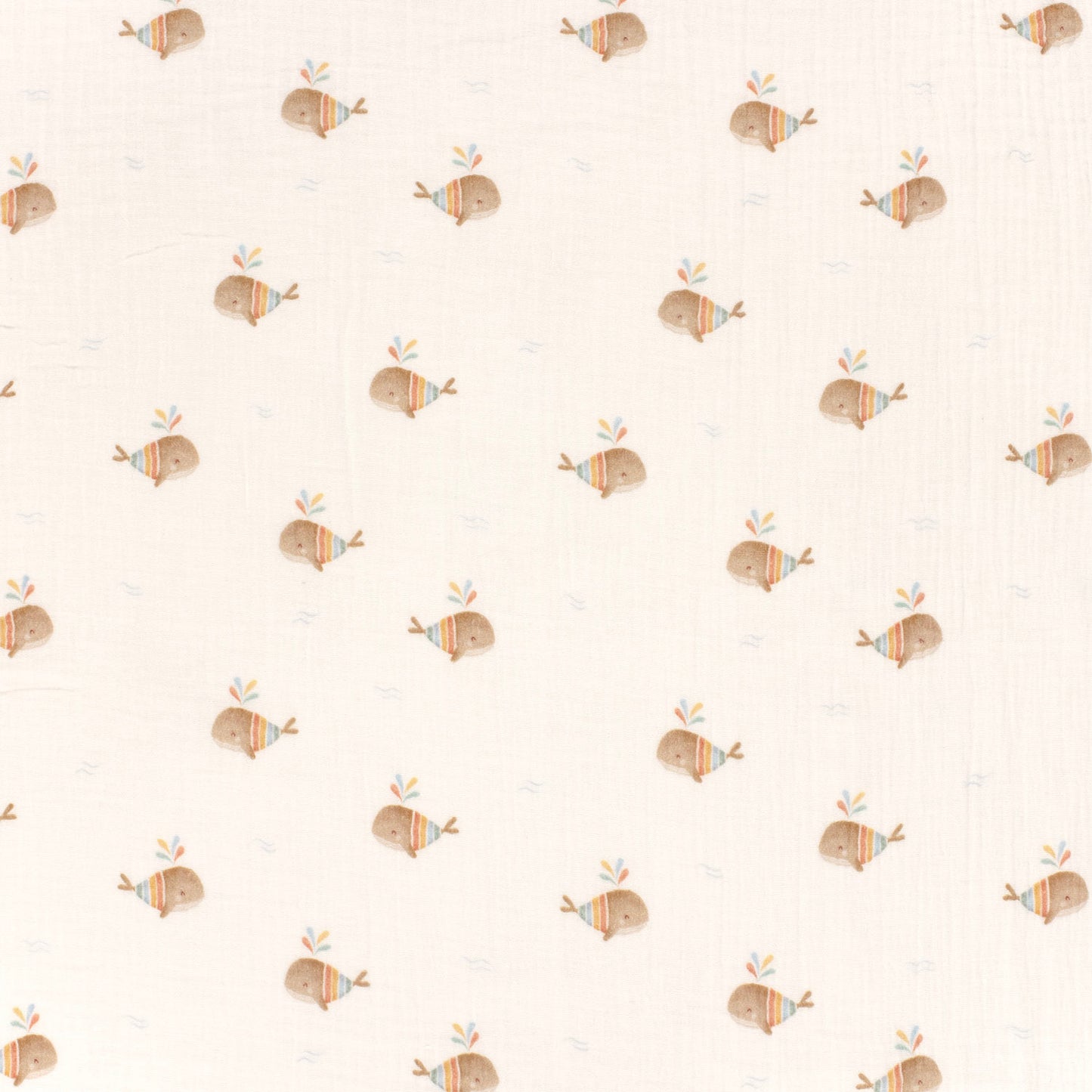 Double Gauze Printed Boho Whales Off White