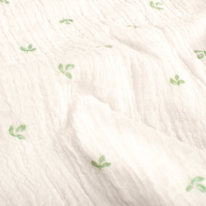 Double Gauze Printed Leaves Off White