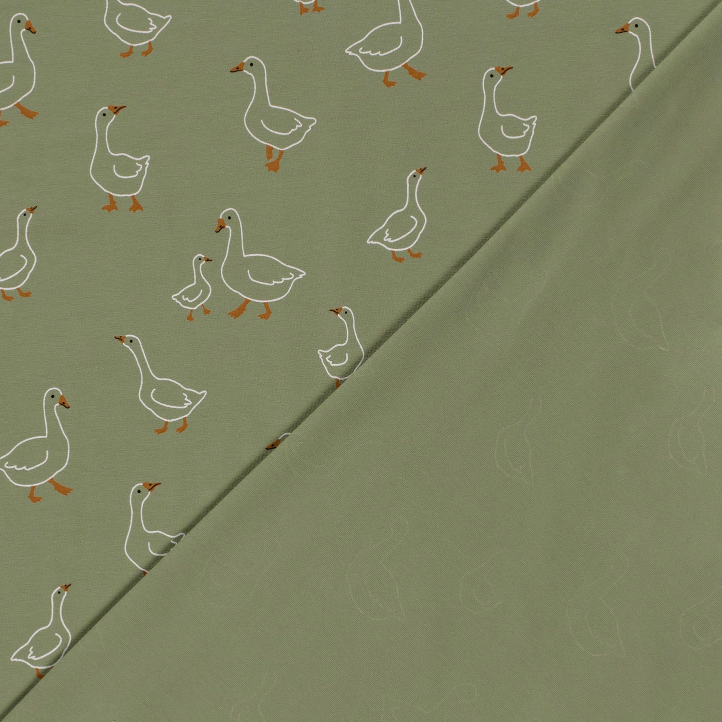 Cotton Jersey Printed Animals Olive Green