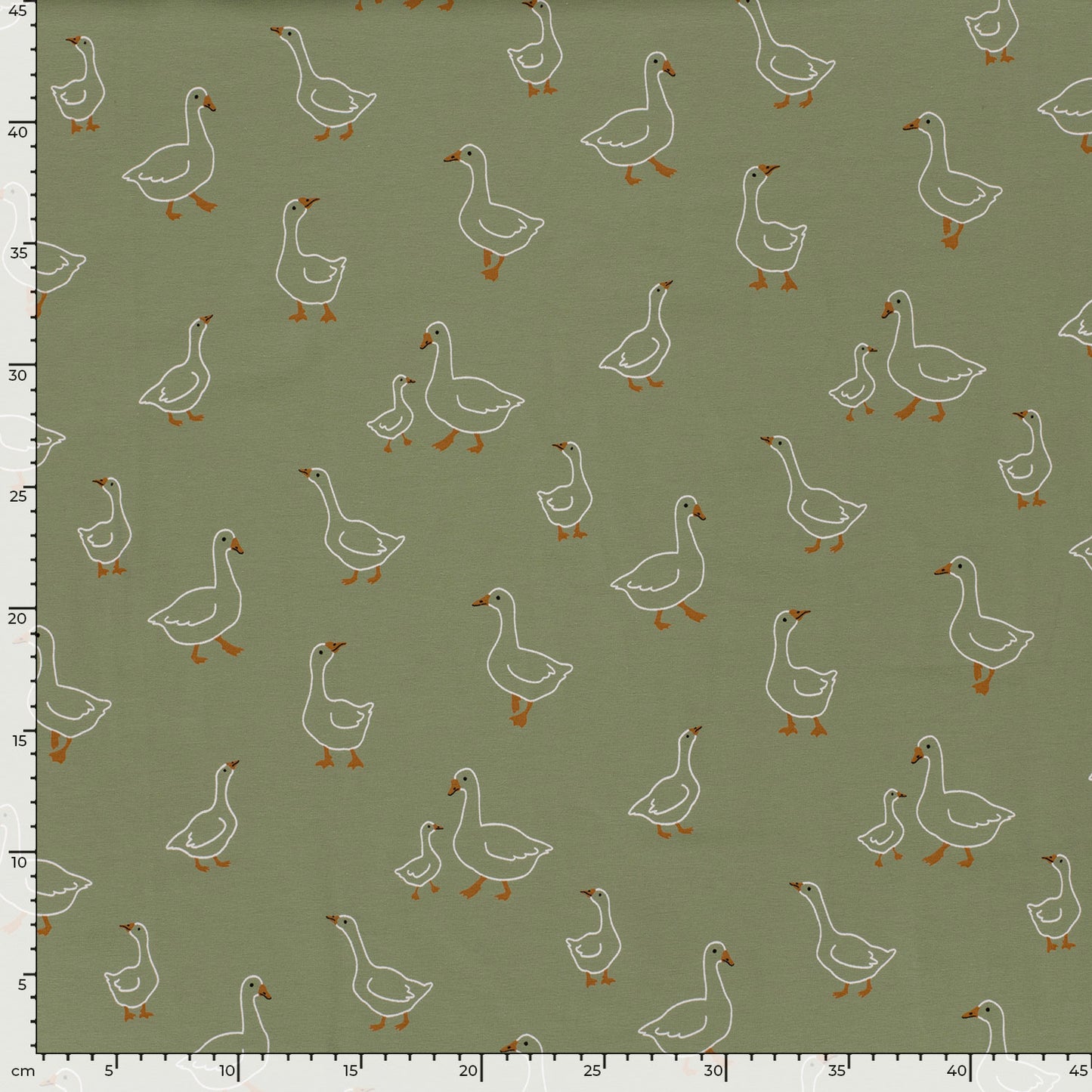 Cotton Jersey Printed Animals Olive Green