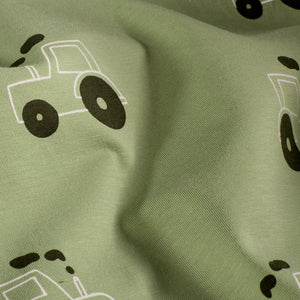 Cotton Jersey Printed Tractors Olive Green