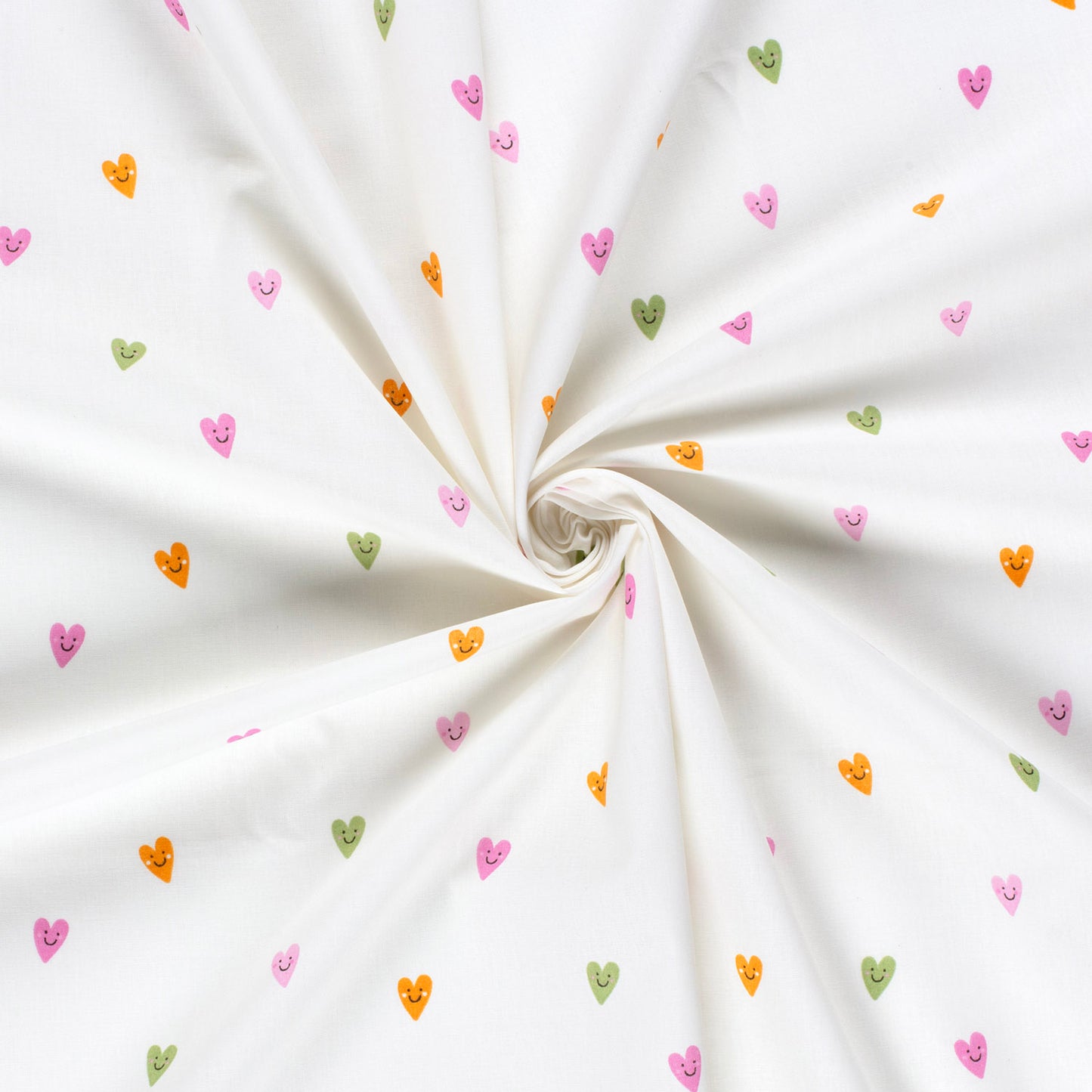 Cotton Poplin Printed Hearts Off-White