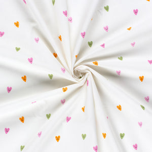 Cotton Poplin Printed Hearts Off-White