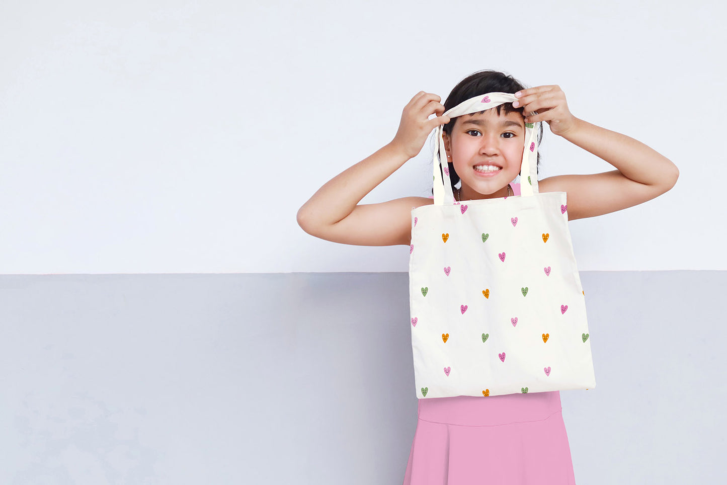 Cotton Poplin Printed Hearts Off-White