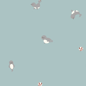 Cotton Jersey Printed Animals Baby Blue