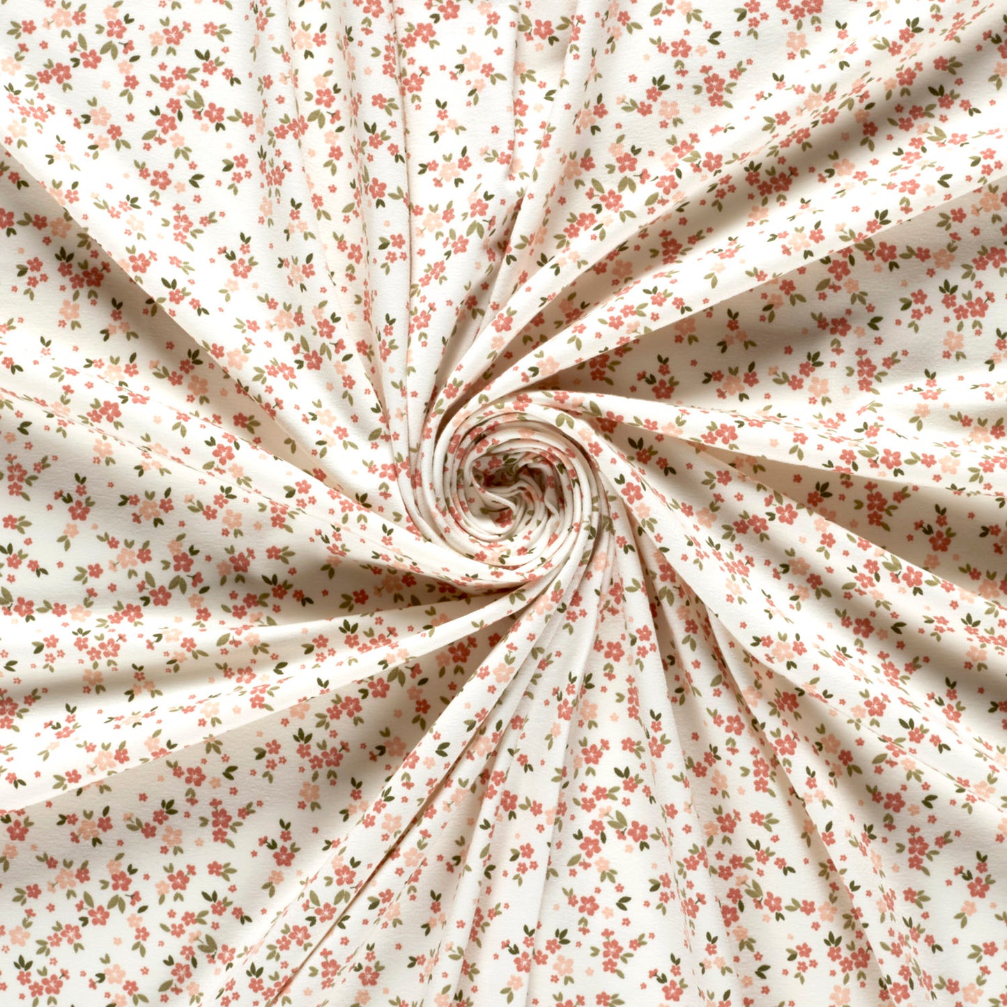 Cotton Jersey Printed Flowers Off White