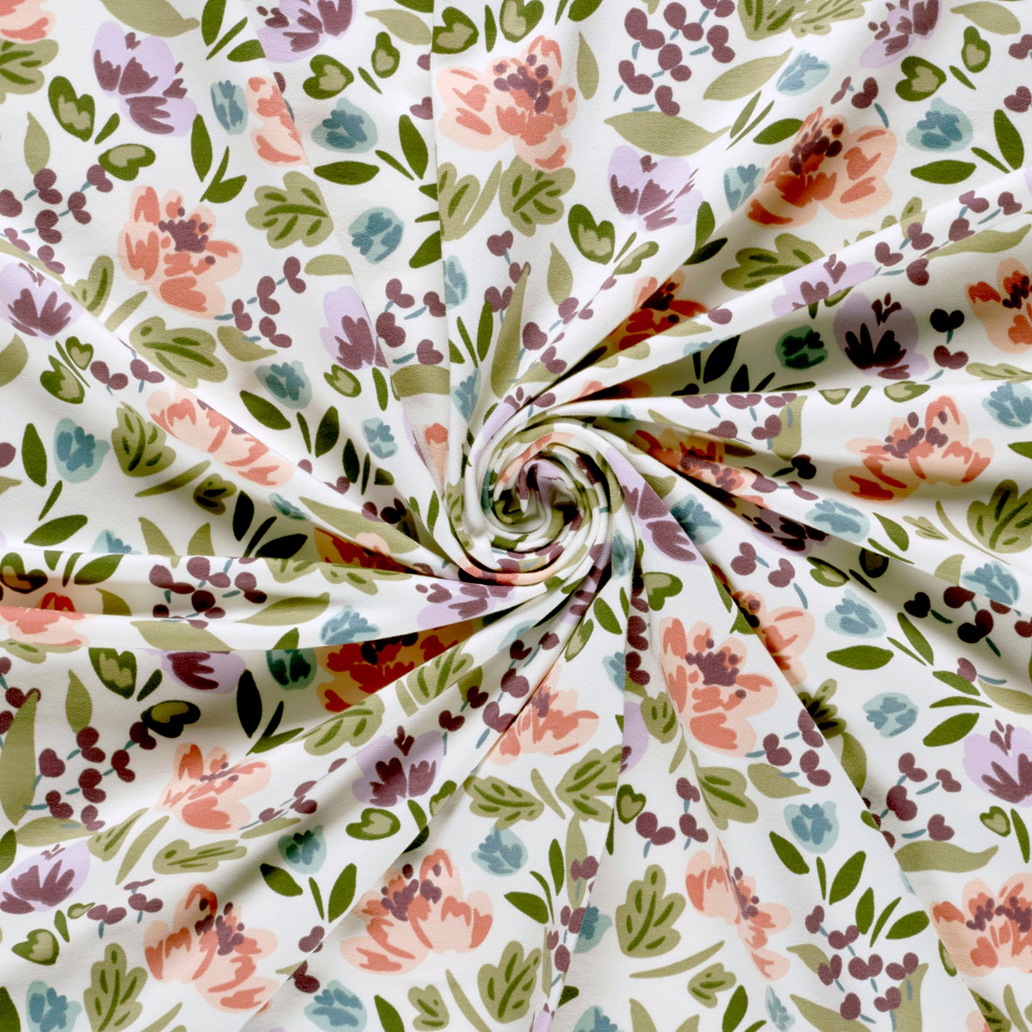 French Terry Printed Flowers Off White