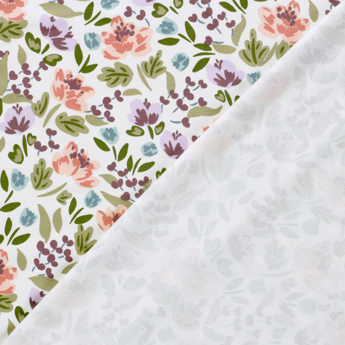 French Terry Printed Flowers Off White