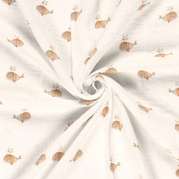 Doppellagiger Gaze-Stoff mit Walmuster, cremeweiß