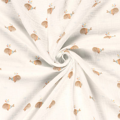 Doppellagiger Gaze-Stoff mit Walmuster, cremeweiß