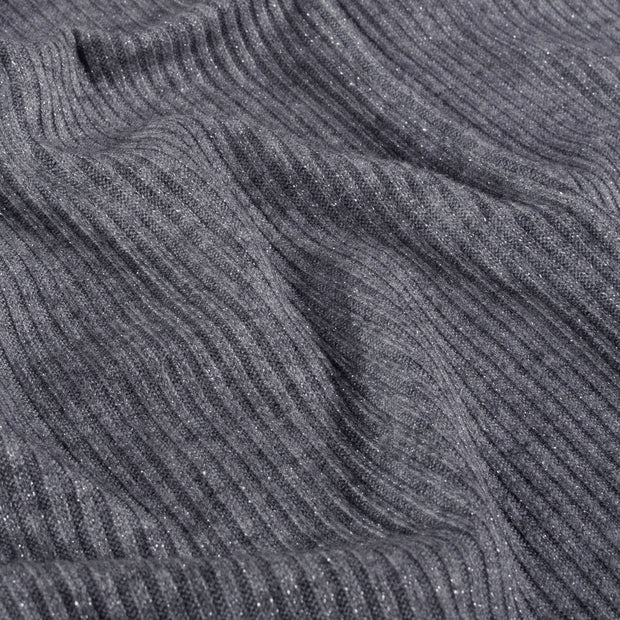 Rippstrick-Jersey mit Lurex-Beschichtung, Dunkelgrau