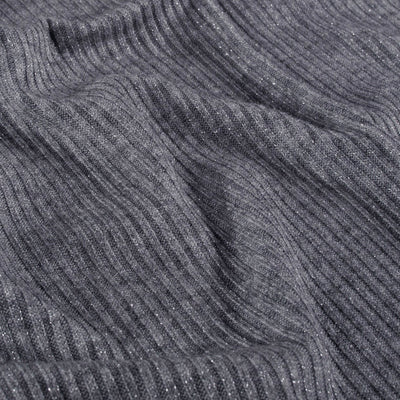 Rippstrick-Jersey mit Lurex-Beschichtung, Dunkelgrau