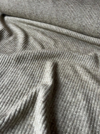 Rippen-Jersey mit Lurex-Olive