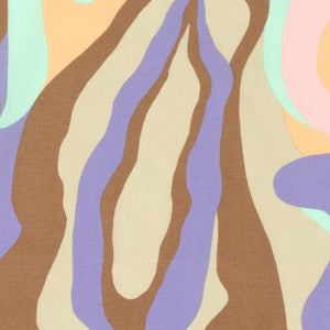 Baumwollsatin mit abstraktem Print in Mint