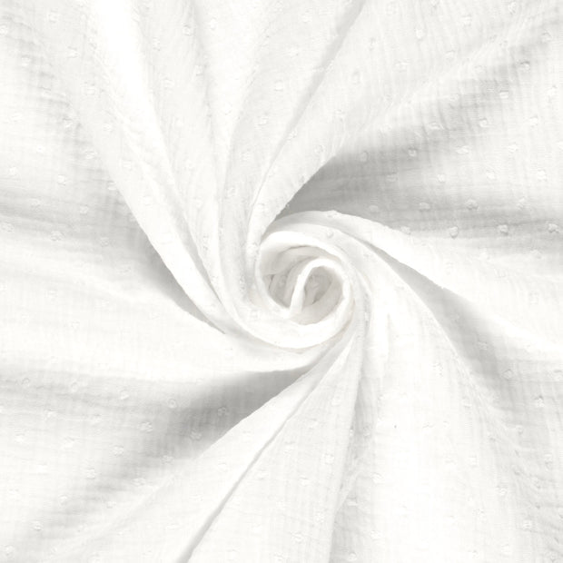 Doppelgaze Dobby-Punkte, Cremeweiß