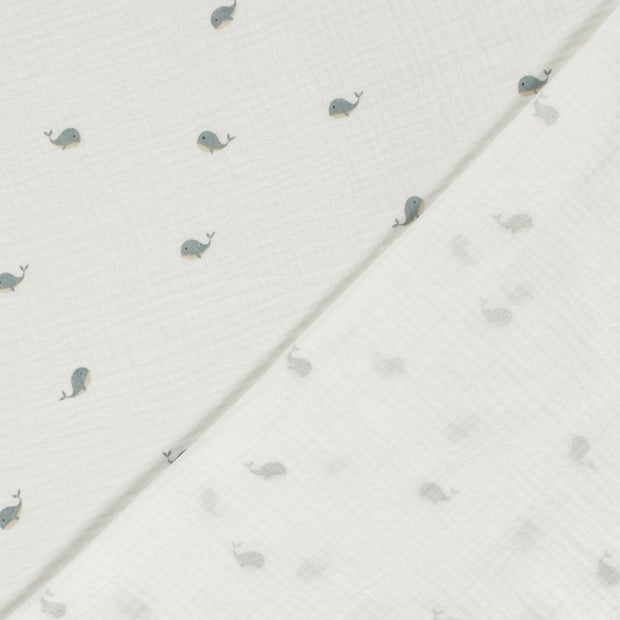 Doppellagiger Gaze-Stoff mit Walmuster, cremeweiß