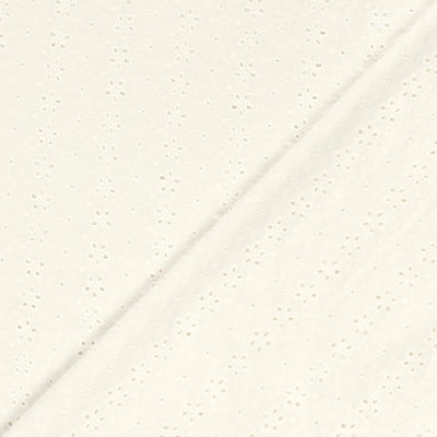 Baumwollpopeline, bestickt mit Blumen, cremeweiß