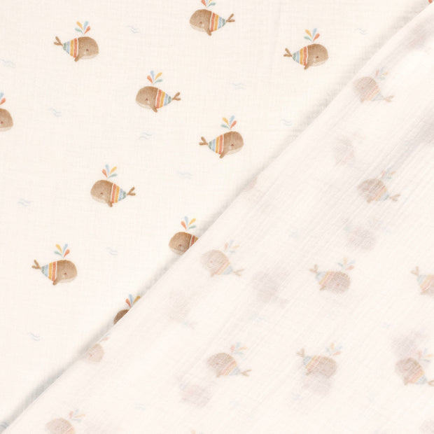 Doppellagiger Gaze-Stoff mit Walmuster, cremeweiß