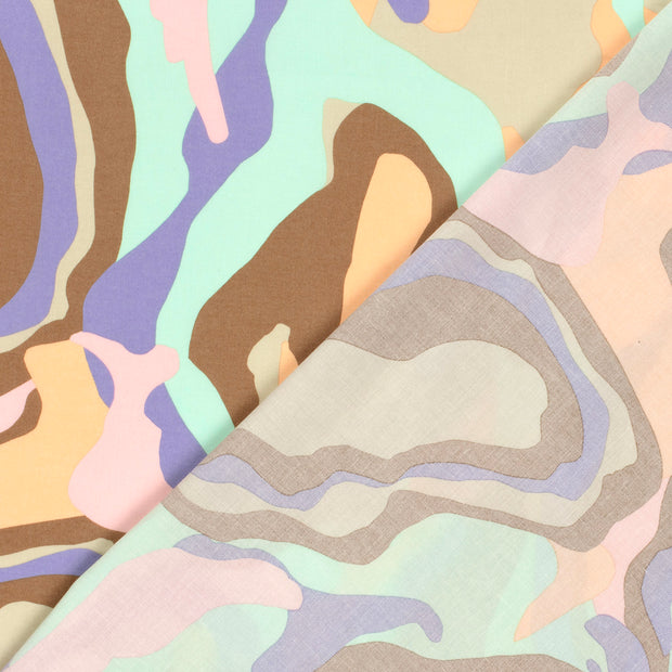 Baumwollsatin mit abstraktem Print in Mint