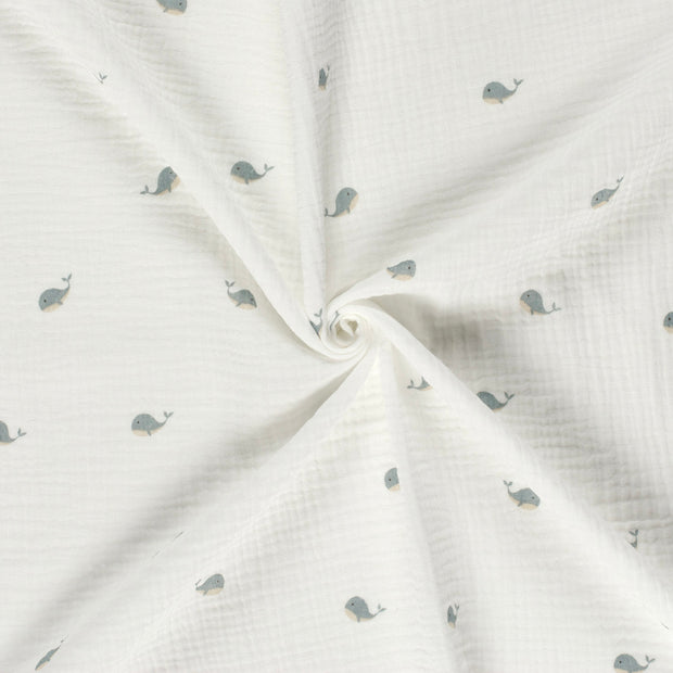 Doppellagiger Gaze-Stoff mit Walmuster, cremeweiß