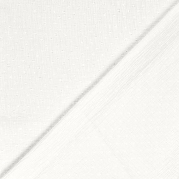 Doppelgaze Dobby-Punkte, Cremeweiß