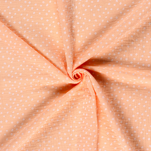 Doppellagiger Gaze-Stoff mit Punktmuster, Lachs
