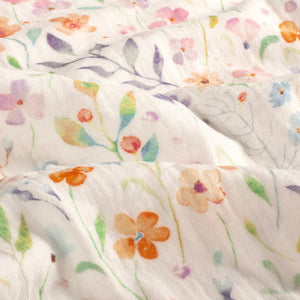 Doppellagiger Gaze-Stoff mit Blumenmuster, Cremeweiß