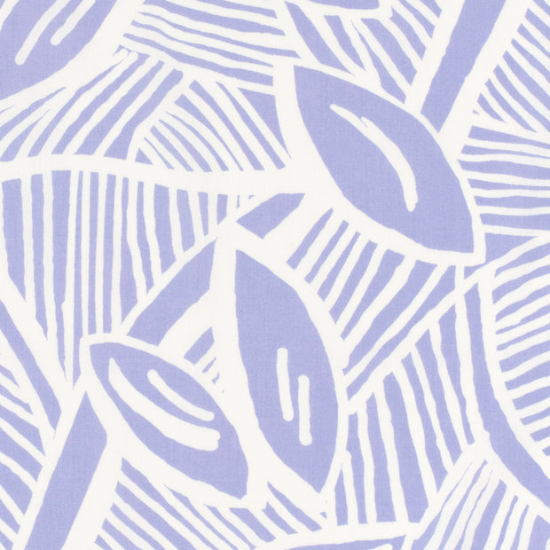 Baumwollsatin mit Blätterdruck, Lila