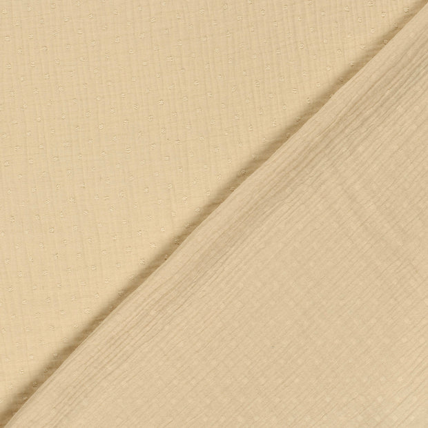 Doppelgaze Dobby-Punkte Beige