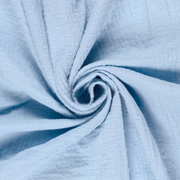 Doppelgaze Dobby-Punkte Hellblau