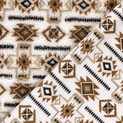 Sherpa-Fleece-Jacquard-Muster, abstrakt, cremeweiß