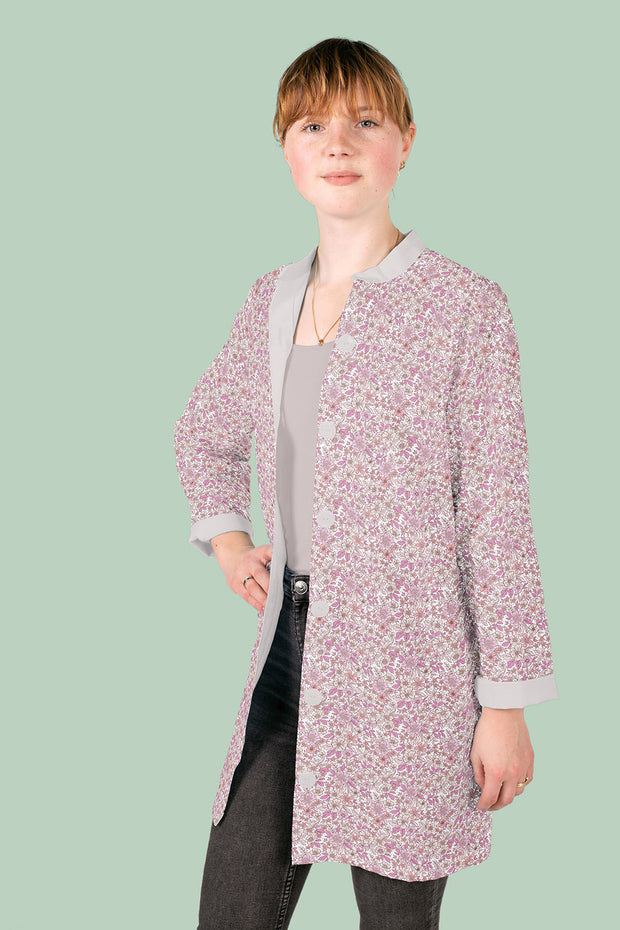 Baumwollpopeline mit Blumenmuster in Rosa